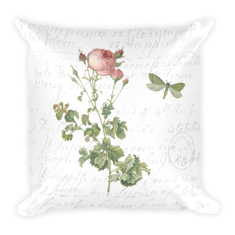 Vintage Rose Botanical Pillow