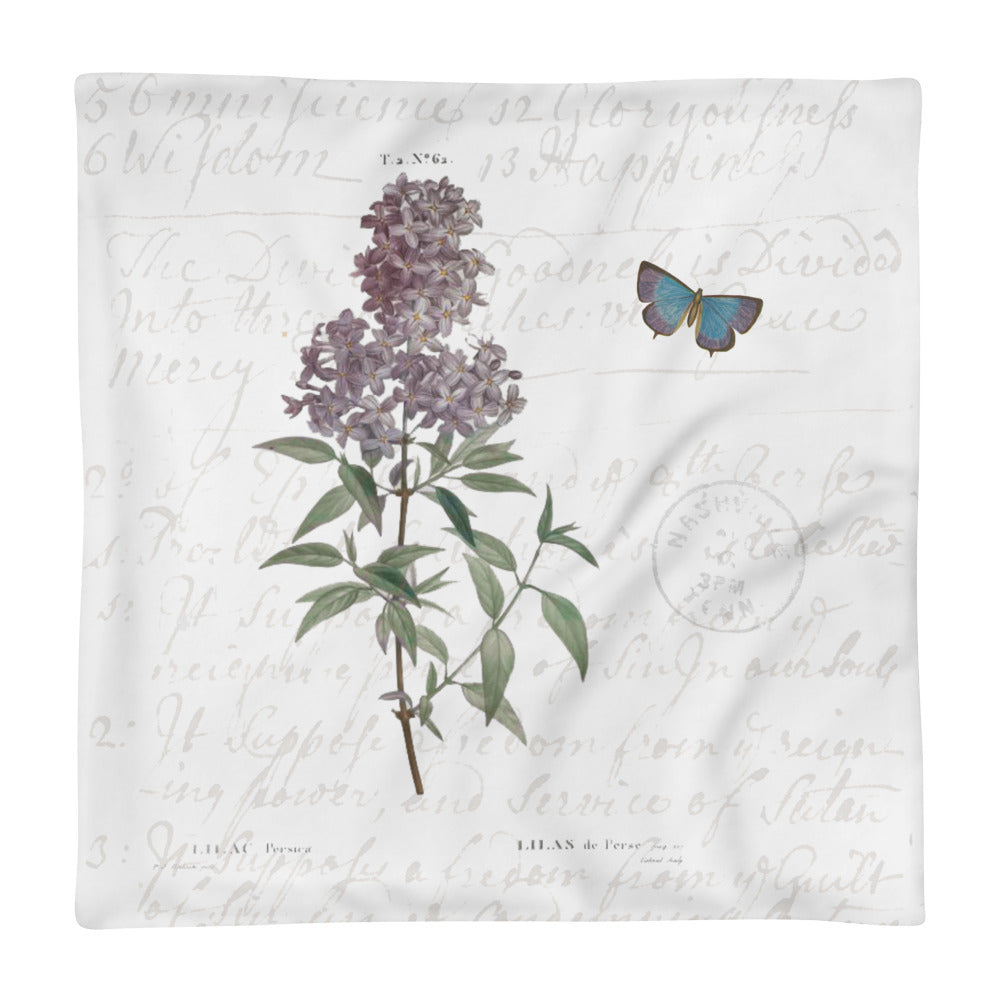 Vintage Lilac Botanical Pillow Cover