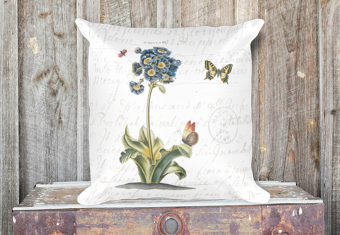 Vintage Primrose Botanical Pillow Cover