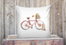 pillow cover with watercolor red bicycle and pumpkins