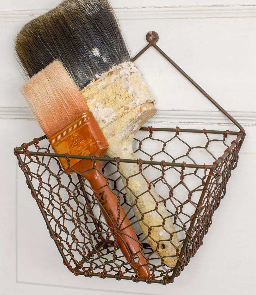 wall mounted wire basket farmhouse style