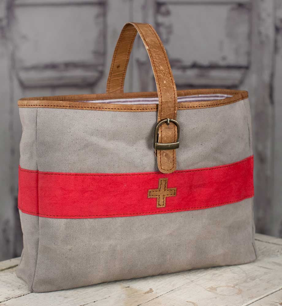 swiss army canvas and leather tote bag