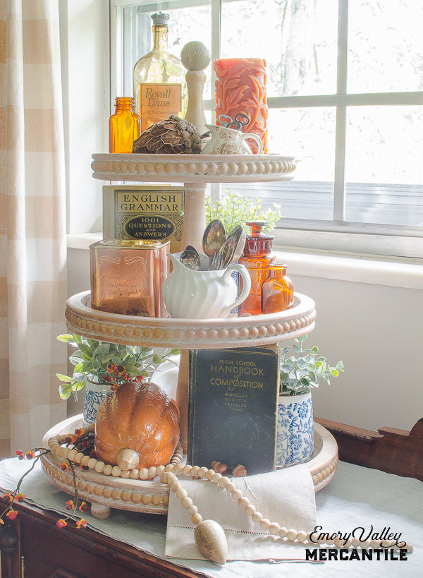 SALE! Gabby Tiered Wood Tray Stand with Beaded Edge – Emory