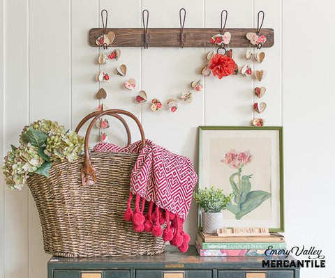 farmhouse wood wall rack with wire hooks