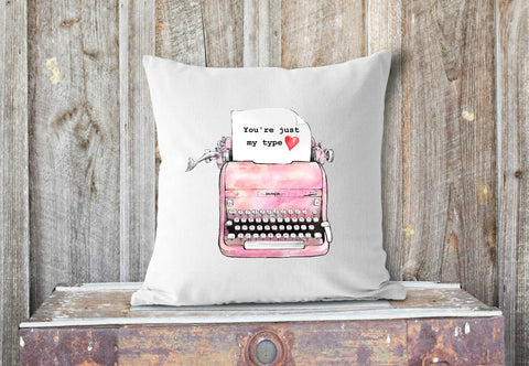 You're Just My Type Valentine's Watercolor Pillow Cover