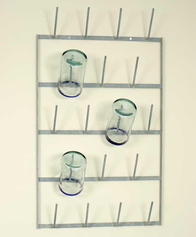 distressed metal wall mounted bottle rack