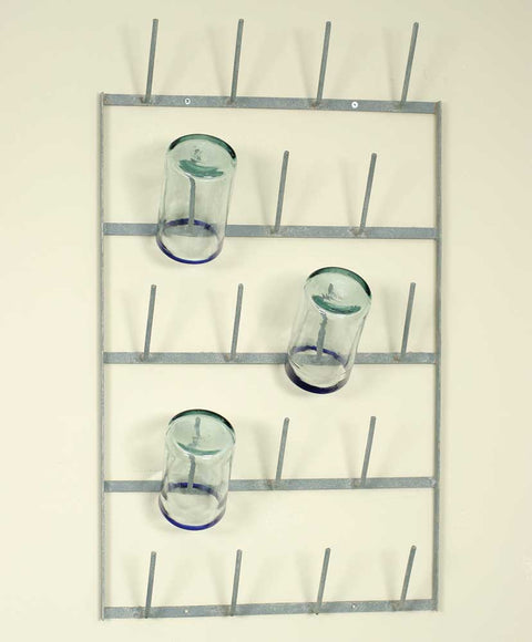 distressed metal wall mounted bottle rack
