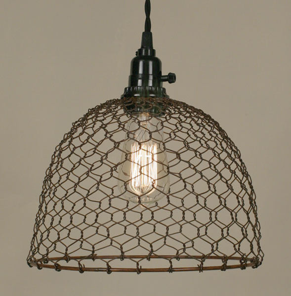 Farmhouse style chicken wire dome pendant light lamp