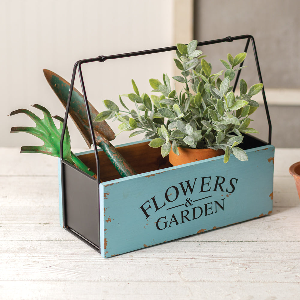 metal and wood garden caddy