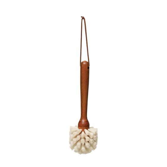 Kitchen Helper Natural bristle brush, beech wood dish brush with leather  strap - Chic antiques market